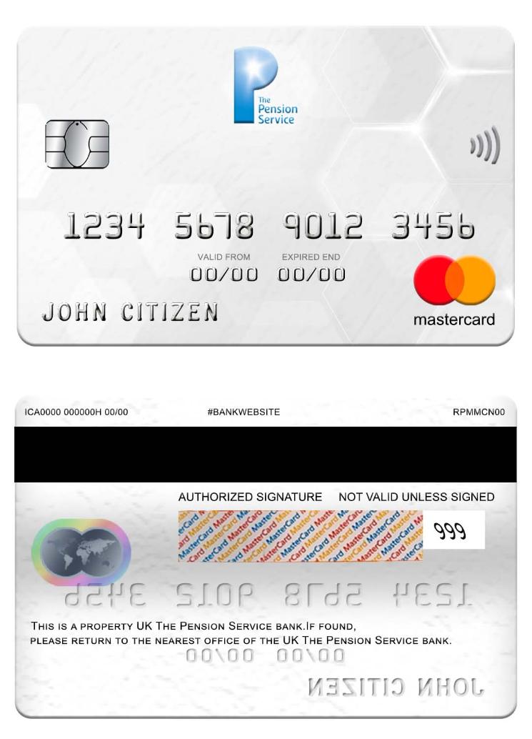 UK The Pension Service bank mastercard
